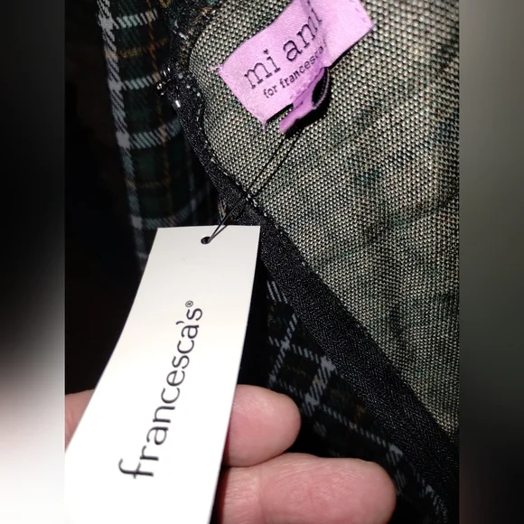 Mi Ami for Francesca's NWT plaid green dress size xl, square neck XL - Picture 4 of 13